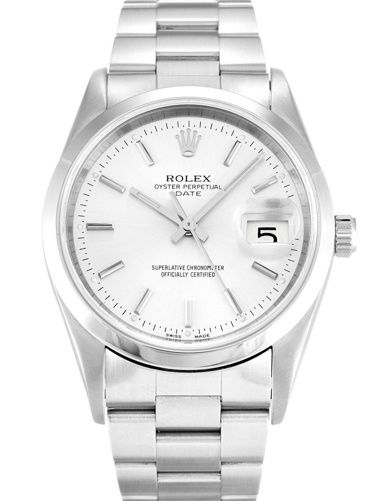 Rolex Oyster Perpetual Date Silver Dial 15200 34 mm
