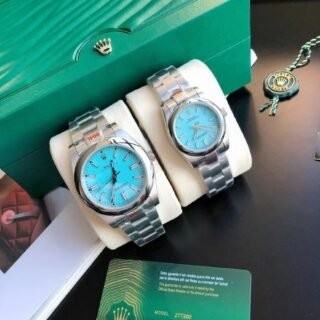 Rolex Oyster Perpetual SS/SS Tiffany Blue/Stk 31/41 mm