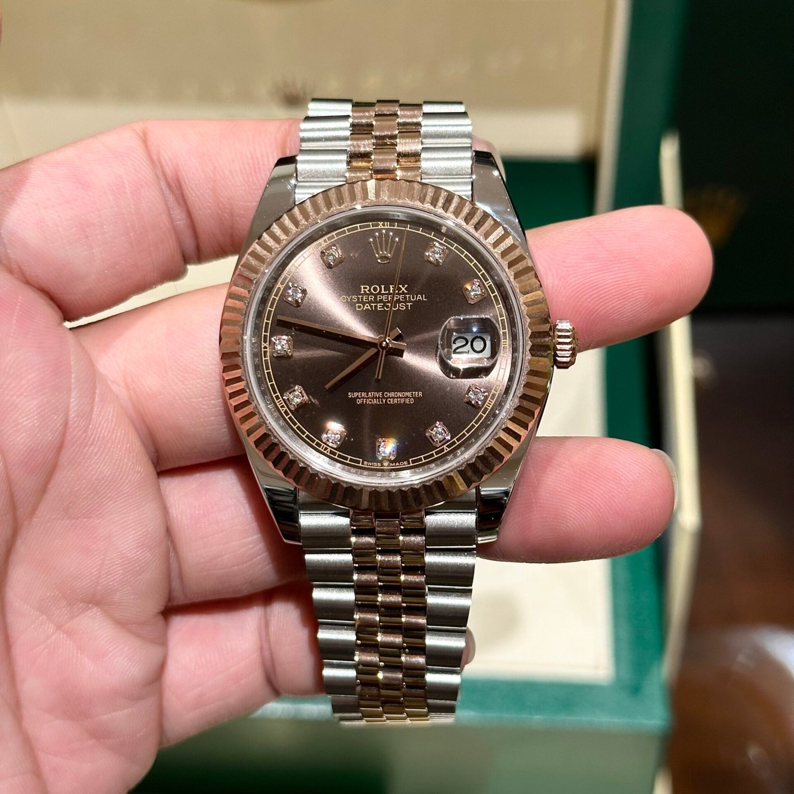 Rolex Replica 1:1 Watch DateJust Chocolate Dial EW Factory 41mm - Đồng Hồ Replica 1:1