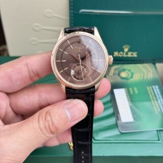 Rolex Replica Watch Cellini 50525 Chocolate Dial Leather Strap 39mm - Đồng Hồ Replica 1:1