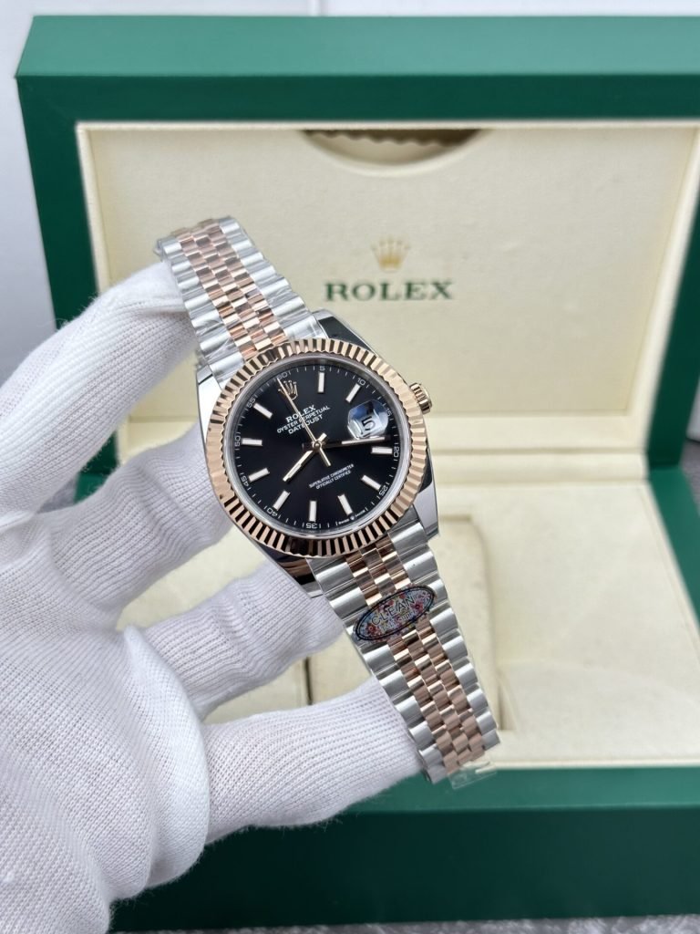 Rolex Replica Watch DateJust 126331 Demi Rose Gold Black Dial Clean Factory 41mm - Đồng Hồ Replica 1:1
