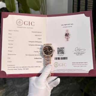 Rolex Replica Watch Day-Date Custom Gold Wrapped Moissanite Diamonds Dial Chocolate GM Factory 40mm - Đồng Hồ Replica 1:1