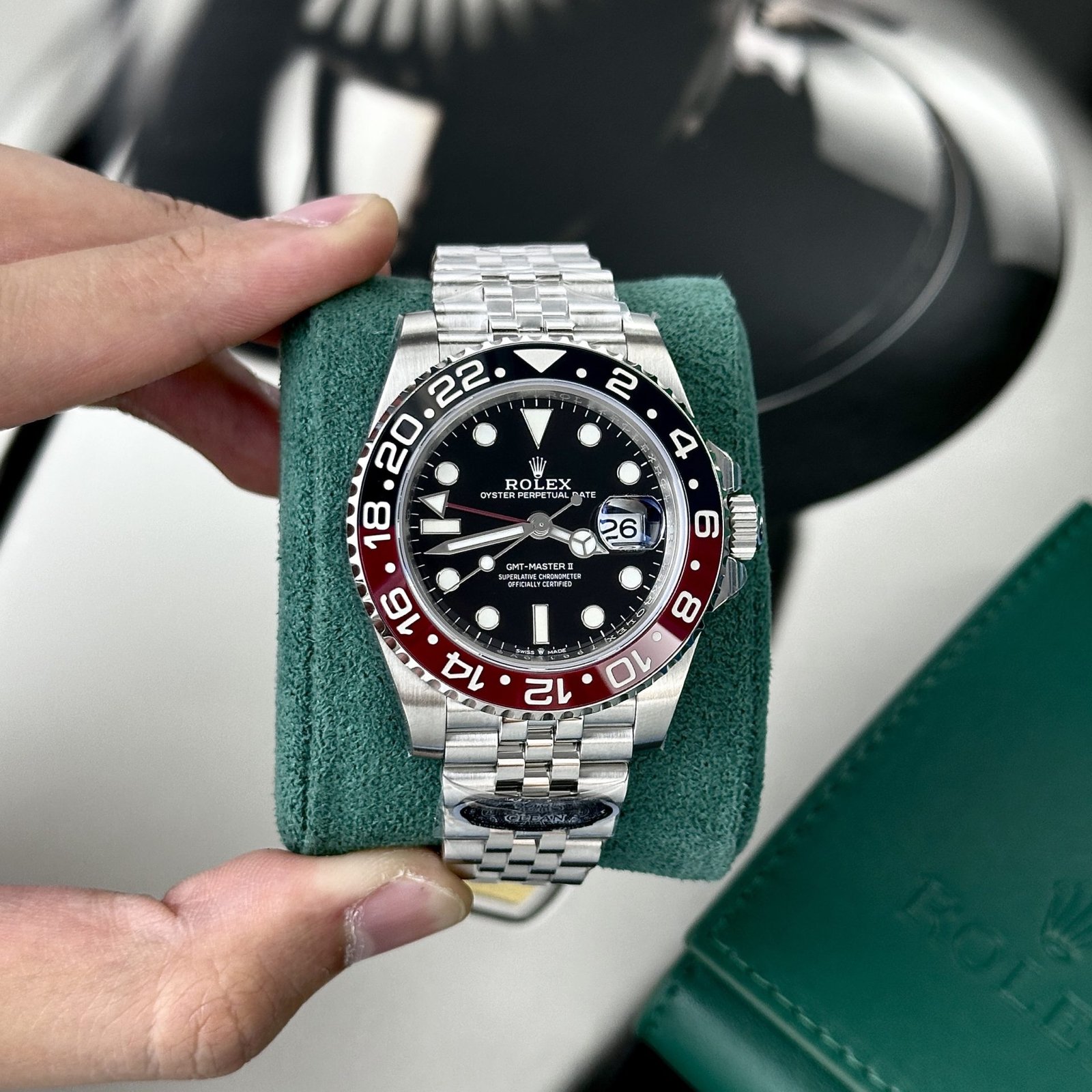 Rolex Replica Watch GMT-Master II Coke Black Dial Strap Jubilee Clean Factory 40mm - Đồng Hồ Replica 1:1
