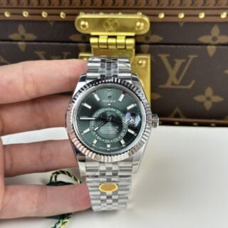 Rolex Replica Watch Sky Dweller 336934 Strap Jubilee Dial Green 42mm - Đồng Hồ Replica 1:1