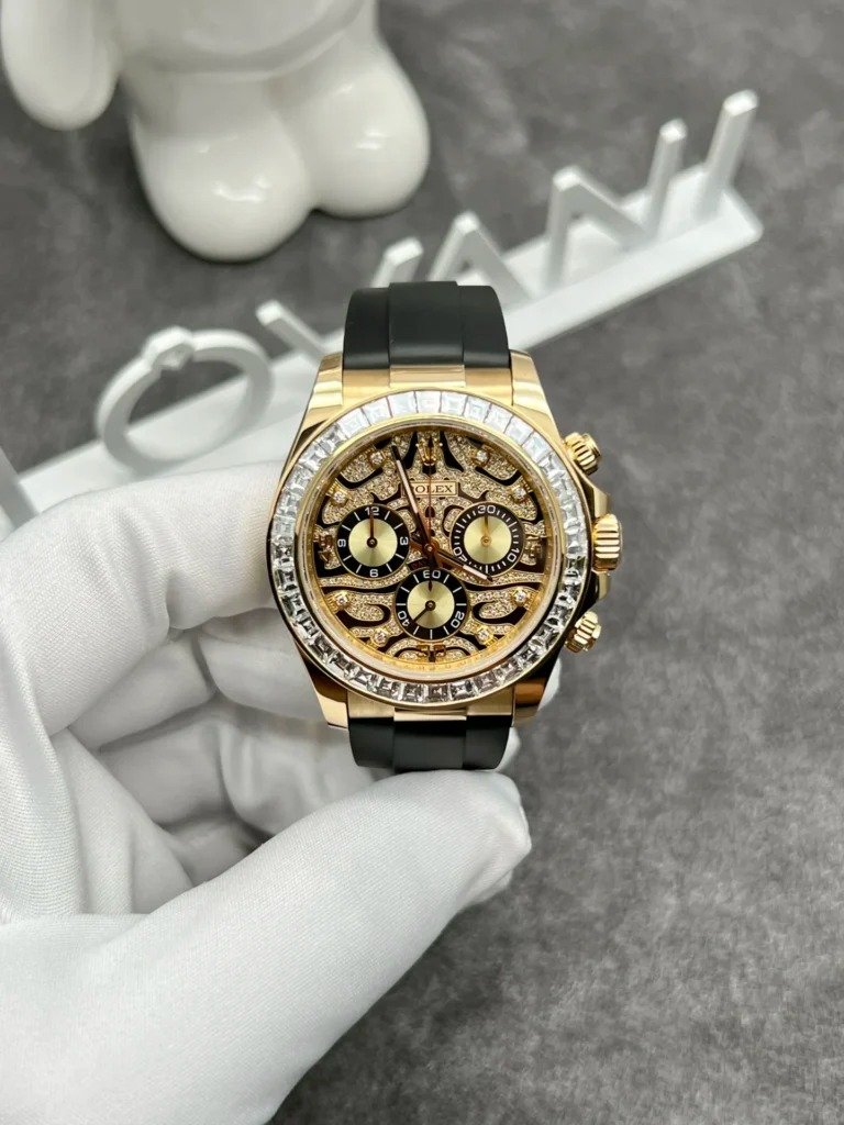 Rolex Solid Gold Watch and Diamonds Daytona 116588TBR Eye Of Tiger 40mm - Đồng Hồ Replica 1:1