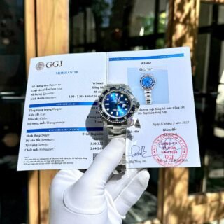 Rolex Submariner Blue Dial Replica Watches Moissanite Diamonds + Synthetic Sapphire Custom 41mm - Đồng Hồ Replica 1:1
