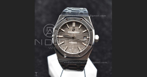 Royal Oak 37mm 15450 SS ZF 1:1 Best Edition Gray Textured Dial on SS Bracelet SA3120 Super Clone