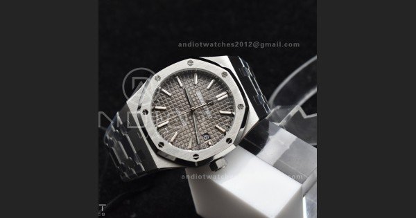 Royal Oak 37mm 15450 SS ZF 1:1 Best Edition Gray Textured Dial on SS Bracelet SA3120 Super Clone