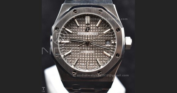 Royal Oak 37mm 15450 SS ZF 1:1 Best Edition Gray Textured Dial on SS Bracelet SA3120 Super Clone