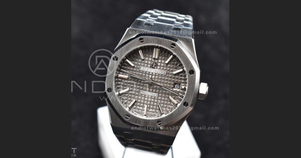 Royal Oak 37mm 15450 SS ZF 1:1 Best Edition Gray Textured Dial on SS Bracelet SA3120 Super Clone