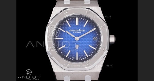 Royal Oak 39mm 15202IP Titanium ZF 1:1 Best Edition Blue Textured Dial on SS Bracelet A2121 V2