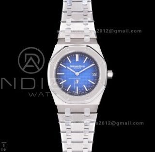Royal Oak 39mm 15202IP Titanium ZF 1:1 Best Edition Blue Textured Dial on SS Bracelet A2121 V2