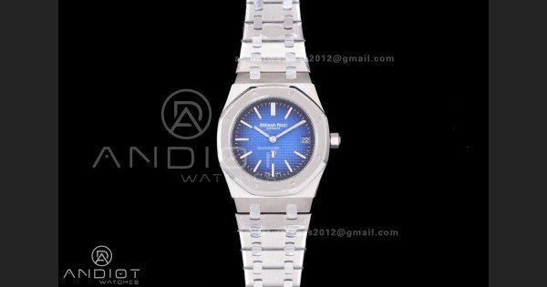 Royal Oak 39mm 15202IP Titanium ZF 1:1 Best Edition Blue Textured Dial on SS Bracelet A2121 V2