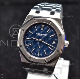 Royal Oak 39mm 16202 "50th Anniversary" SS ZF 1:1 Best Edition Blue Textured Dial on SS Bracelet A7121