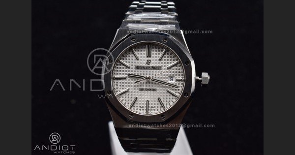 Royal Oak 41mm 15400 APSF 1:1 Best Edition White Textured Dial on SS Bracelet A3120
