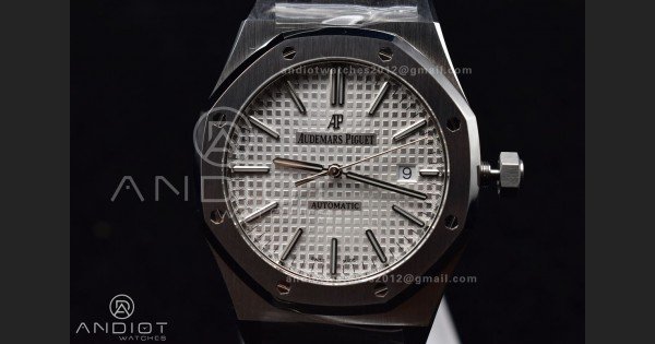 Royal Oak 41mm 15400 APSF 1:1 Best Edition White Textured Dial on SS Bracelet A3120