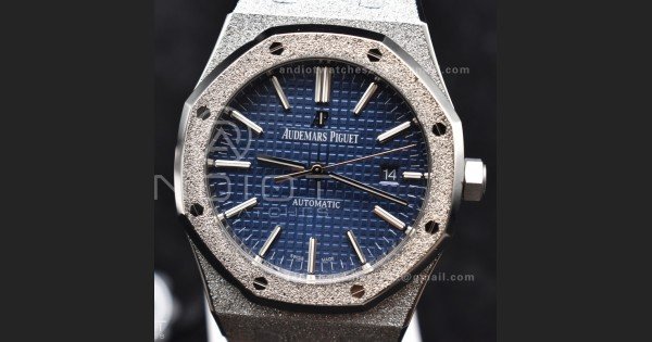 Royal Oak 41mm 15400 SS ZF 1:1 Best Edition Frosted Case Blue Textured Dial on SS Bracelet A3120