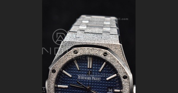 Royal Oak 41mm 15400 SS ZF 1:1 Best Edition Frosted Case Blue Textured Dial on SS Bracelet A3120