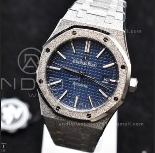 Royal Oak 41mm 15400 SS ZF 1:1 Best Edition Frosted Case Blue Textured Dial on SS Bracelet A3120
