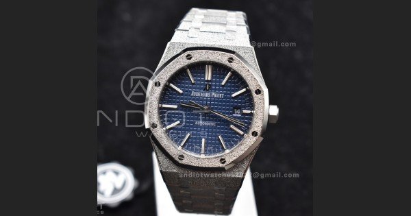 Royal Oak 41mm 15400 SS ZF 1:1 Best Edition Frosted Case Blue Textured Dial on SS Bracelet A3120
