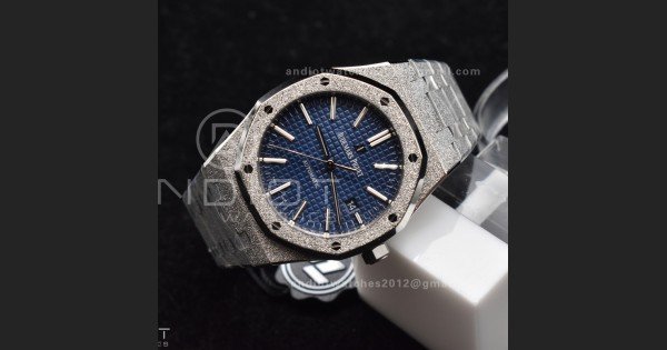 Royal Oak 41mm 15400 SS ZF 1:1 Best Edition Frosted Case Blue Textured Dial on SS Bracelet A3120