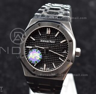 Royal Oak 41mm 15500 SS APSF 1:1 Best Edition Black Textured Dial on SS Bracelet A4302 Super Clone