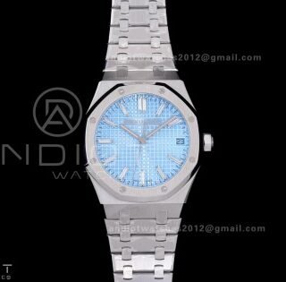 Royal Oak 41mm 15510BC SS ZF 1:1 Best Edition Ice Blue Crystal Dial on SS Bracelet SA4302 Super Clone