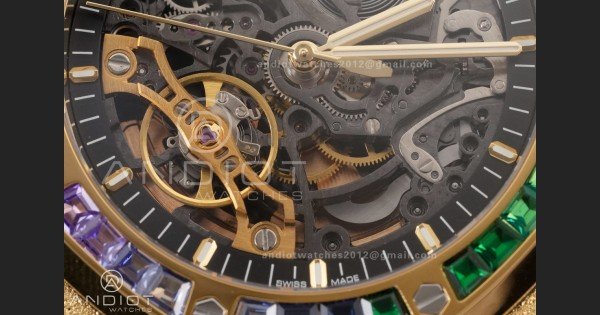 Royal Oak 41mm Frosted 15412 YG THBF 1:1 Best Edition Rainbow Bezel on RG Bracelet SA3132 V2