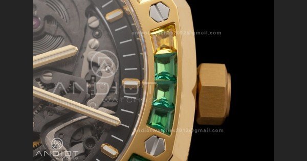 Royal Oak 41mm Frosted 15412 YG THBF 1:1 Best Edition Rainbow Bezel on RG Bracelet SA3132 V2