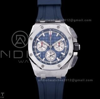 Royal Oak Offshore 43mm 26420TI SS APSF 1:1 Best Edition Blue Dial On Blue Rubber Strap SA4401