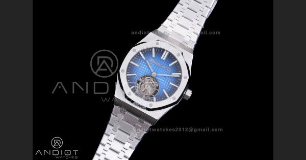 Royal Oak SS Tourbillon BBSF Blue Sunburst Tapisserie Dial on SS Bracelet
