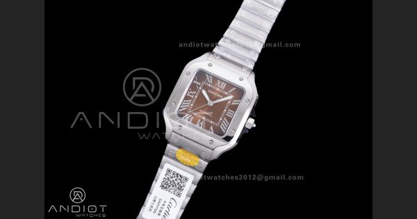 Santos de Cartier 35mm SS AF 1:1 Best Edition Brown Dial on SS SmartLinks Bracelet MIYOTA 9015