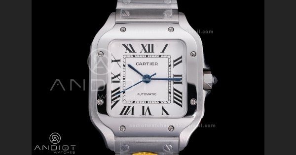 Santos de Cartier 35mm SS AF 1:1 Best Edition White Dial on SS SmartLinks Bracelet MIYOTA 9015