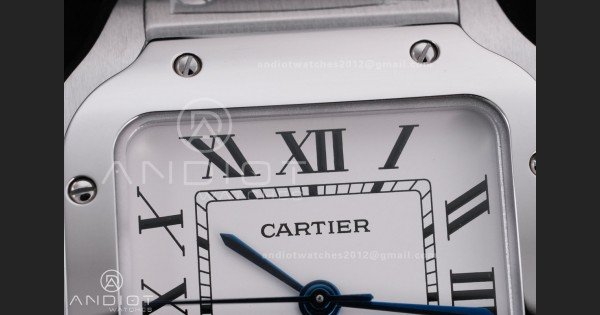Santos de Cartier 35mm SS AF 1:1 Best Edition White Dial on SS SmartLinks Bracelet MIYOTA 9015
