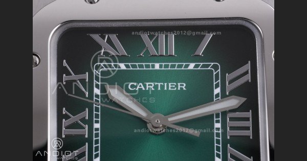 Santos de Cartier 35mm SS BVF 1:1 Best Edition Green Dial on SS SmartLinks Bracelet MIYOTA 9039
