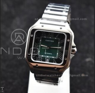 Santos de Cartier 40mm BVF 1:1 Best Edition Green Dial on SS SmartLinks Bracelet MIYOTA 9015