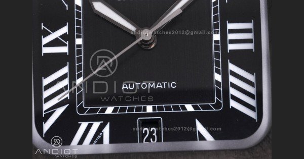 Santos de Cartier 40mm PVD BVF 1:1 Best Edition Black Dial on Black Leather Strap MIYOTA 9015