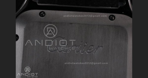 Santos de Cartier 40mm PVD BVF 1:1 Best Edition Black Dial on Black Leather Strap MIYOTA 9015