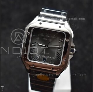 Santos de Cartier 40mm SS AF 1:1 Best Edition Gray Dial on SS Smart Links Bracelet MIYOTA 9015