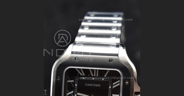 Santos de Cartier 40mm SS BVF 1:1 Best Edition Gray Dial Black Bezel on SS Bracelet MIYOTA 9015