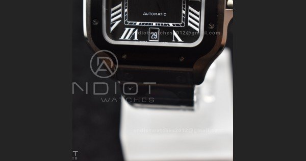 Santos de Cartier 40mm SS BVF 1:1 Best Edition Gray Dial Black Bezel on SS Bracelet MIYOTA 9015