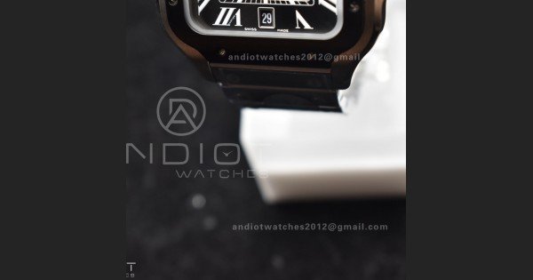 Santos de Cartier 40mm SS BVF 1:1 Best Edition Gray Dial Black Bezel on SS Bracelet MIYOTA 9015