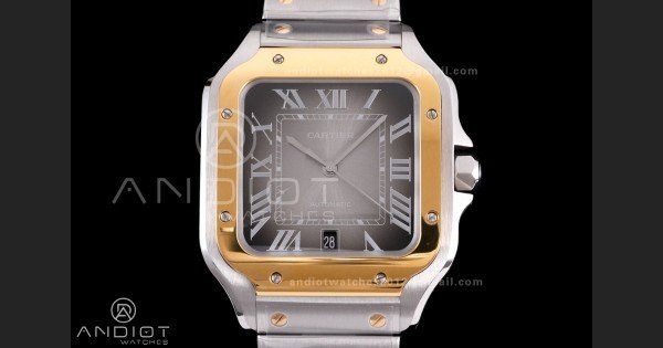 Santos de Cartier 40mm SS/YG BVF 1:1 Best Edition Gray Dial on SS/YG SmartLinks Bracelet MIYOTA 9015