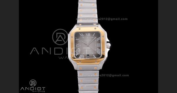 Santos de Cartier 40mm SS/YG BVF 1:1 Best Edition Gray Dial on SS/YG SmartLinks Bracelet MIYOTA 9015