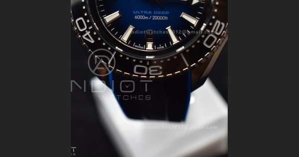 Seamaster 6000M Ultra Deep SS TF 1:1 Best Edition Blue Dial Black Ceramic Bezel on Black Rubber Strap A2824