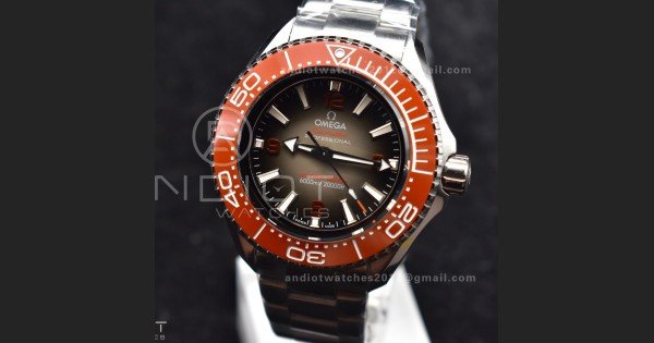 Seamaster 6000M Ultra Deep SS TF 1:1 Best Edition Gray Dial Orange Ceramic Bezel on SS Bracelet A2824