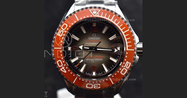 Seamaster 6000M Ultra Deep SS TF 1:1 Best Edition Gray Dial Orange Ceramic Bezel on SS Bracelet A2824