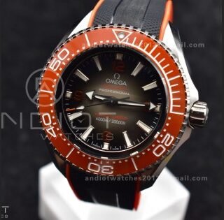 Seamaster 6000M Ultra Deep SS TF 1:1 Best Edition Gray Dial Orange Ceramic Bezel on Black Rubber Strap A2824