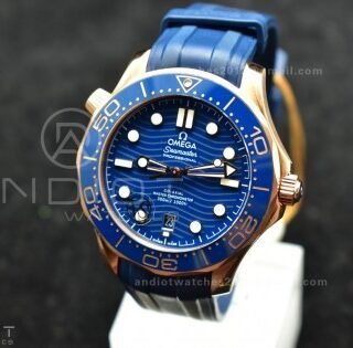 Seamaster Diver 300M SS/RG VSF 1:1 Best Edition Blue Ceramic Blue Dial On SS Bracelet A8800