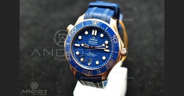 Seamaster Diver 300M SS/RG VSF 1:1 Best Edition Blue Ceramic Blue Dial On SS Bracelet A8800
